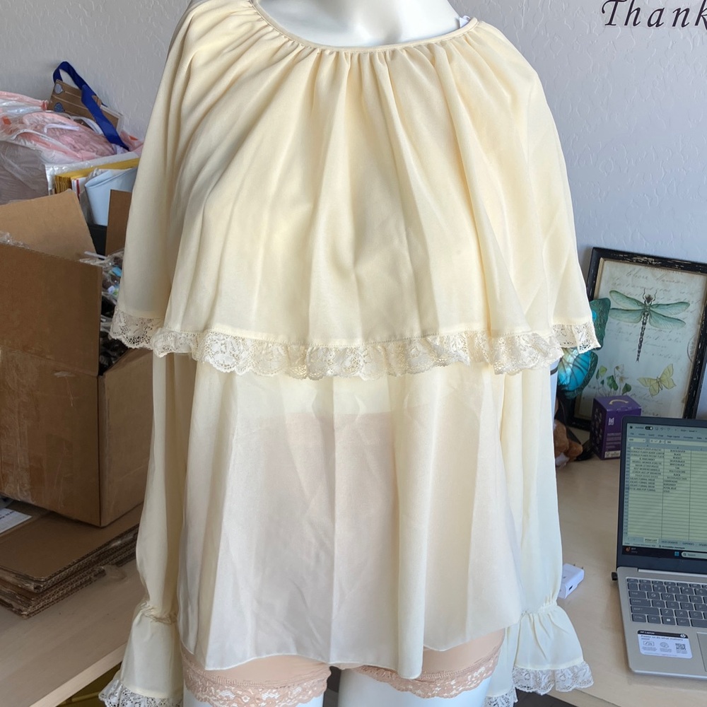 Wayf Cream Women's Chemise with Lace Trim